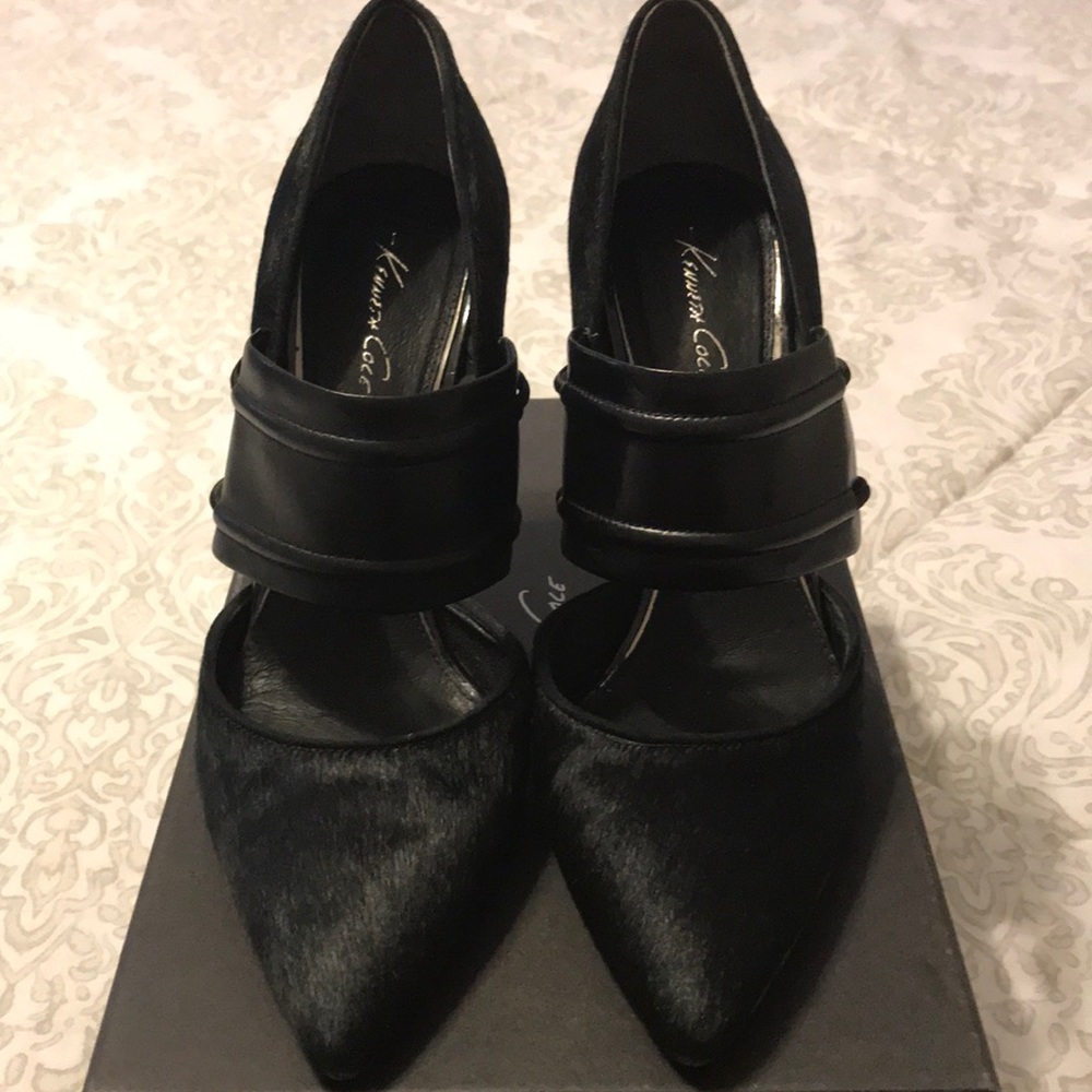 Never worn Kenneth Cole Cow Fur Black Heels